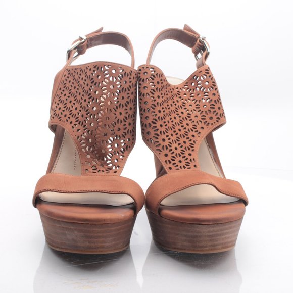 Gianni Bini Platform Wedge Leather Sandal Women10M Brown - Picture 11 of 16